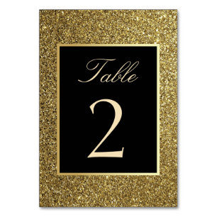 Luxus Eleganter Glitzer Gold und Black Wedding Tab Tischnummer