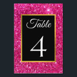 Luxus Eleganter Glitzer Rosa und Schwarze Hochzeit Tischnummer<br><div class="desc">Luxuriöser Eleganter Glitzer Gold und Black Wedding Table NumberLuxus,  moderner,  eleganter Rosa Glitzer in Kombination mit schwarzen Details. Stilvolle,  glamouröse,  trendige,  zweiseitige Hochzeitsfeier-Tischnummer. Perfekte Wahl für den Winter</div>