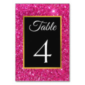Luxus Eleganter Glitzer Rosa und Schwarze Hochzeit Tischnummer (Vorderseite)