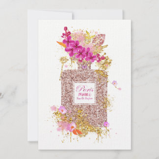 Luxus Eleganter Rosa Glitzer Parfüm 1 Einladung