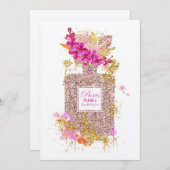 Luxus Eleganter Rosa Glitzer Parfüm 1 Einladung (Vorne/Hinten)