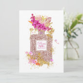 Luxus Eleganter Rosa Glitzer Parfüm 1 Einladung (Stehend Vorderseite)