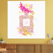 Luxus Eleganter Rosa Glitzer Parfüm Canvas Print Leinwanddruck (Insitu (Wohnzimmer))