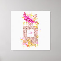 Luxus Eleganter Rosa Glitzer Parfüm Canvas Print