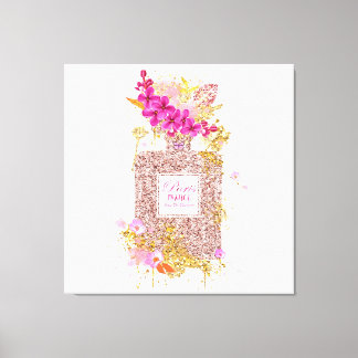 Luxus Eleganter Rosa Glitzer Parfüm Canvas Print Leinwanddruck