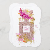 Luxus Eleganter Rosa Glitzer Parfüm Einladung (Vorne/Hinten)