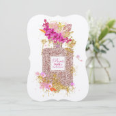 Luxus Eleganter Rosa Glitzer Parfüm Einladung (Stehend Vorderseite)