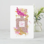 Luxus Eleganter Rosa Glitzer Parfüm Einladung (Stehend Vorderseite)