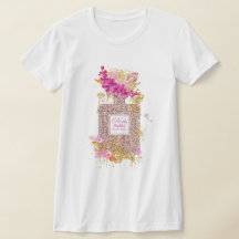 Luxus Eleganter Rosa Glitzer Parfüm T - Shirt