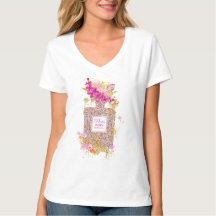 Luxus Eleganter Rosa Glitzer Parfüm T - Shirt