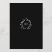 Luxus Eleganter Schwarz & Weiß Botanischer Kranz Menükarte (Rückseite)
