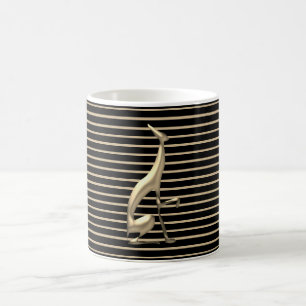 Luxus Eleganter schwarzer und goldener Streifenmus Kaffeetasse