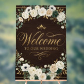 Luxus Eleganter Wald Goldtext Willkommenshochzeit  Acrylschild (Neutral)
