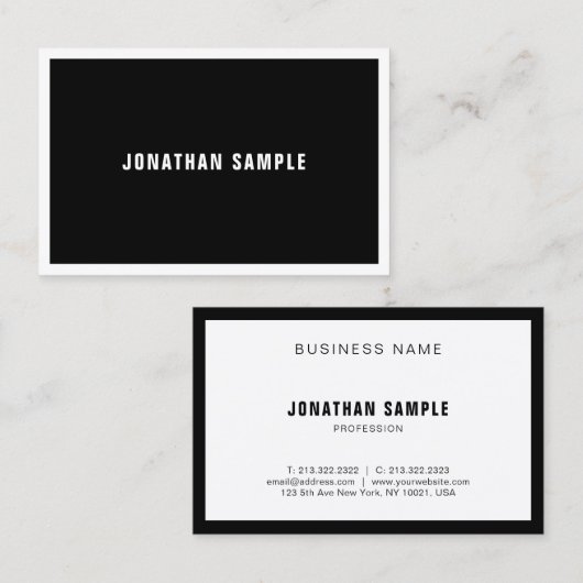 Luxus Elegantes, einfaches Design Schwarz-weiß Mod Visitenkarte (Vorne/Hinten)