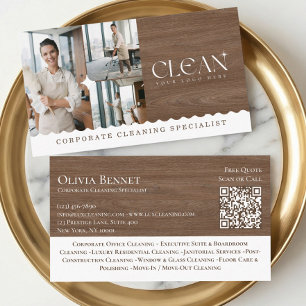 Luxus-Elegantes-Gewerbe-Reinigungs-Foto-QR-Code Visitenkarte