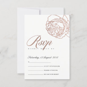 LUXUS ELEGANTES ROSÉGOLD-ROSA BLUMEN-RSVP RSVP KARTE