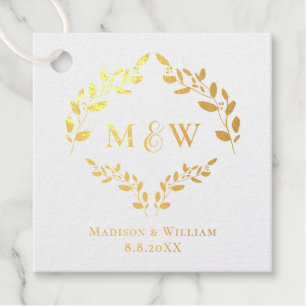  Luxus-Eleganz-Kranz-Monogramm Goldene Hochzeit  Geschenkanhänger