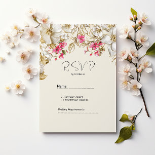 Luxus-Elfenbein-Rosa-Weiß-Gold-Blumen-RSVP Einladung