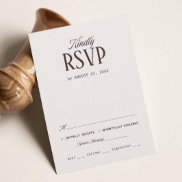 Luxus-Elfenbein- und Espresso-Braun-Hochzeits-RSVP Begleitkarte