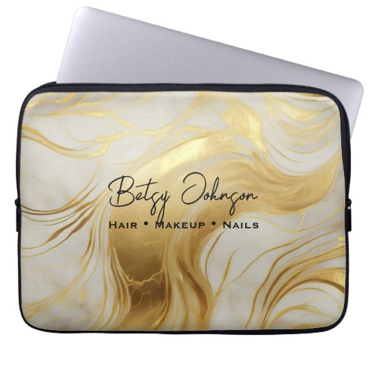Luxus-Elfenbein und Gold marmorierte Elektronik-Ta Laptopschutzhülle (Vorderseite)