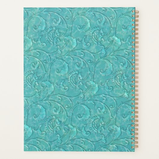 Luxus Embosser Aquamariner Blumenwein Personalisie Planer (Rückseite)