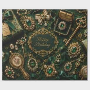 Luxus-Emerald-Vintage-Geburtstag Geschenkpapier