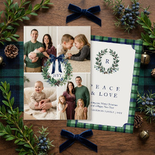 Luxus-Erbe-Weihnachtskranz mit mehreren Fotos Feiertagskarte