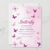 Luxus Erste 1. Geburtstag Butterflies Party Einladung (Vorderseite)