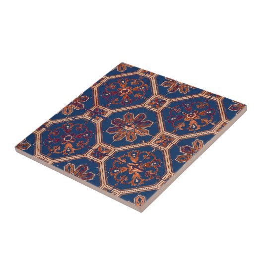 Luxus Ethnic Tile Muster | Blau und Orange Fliese (Seite)