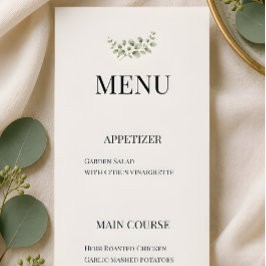 Luxus-Eukalyptus-Grün-Hochzeit Menükarte