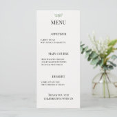 Luxus-Eukalyptus-Grün-Hochzeit Menükarte (Stehend Vorderseite)