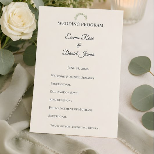 Luxus-Eukalyptus-Grün-Hochzeit Programm