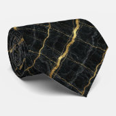 Luxus-Executive-Krawatte | Schwarz & Gold Marmor Krawatte (Gerollt)