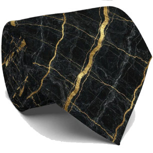 Luxus-Executive-Krawatte Schwarz & Gold Marmor Krawatte