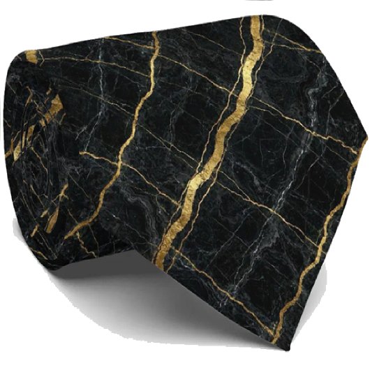 Luxus-Executive-Krawatte | Schwarz & Gold Marmor Krawatte