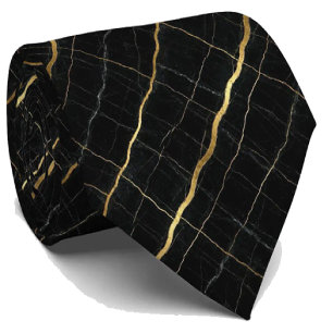 Luxus-Executive-Krawatte Schwarz & Gold Marmor Krawatte