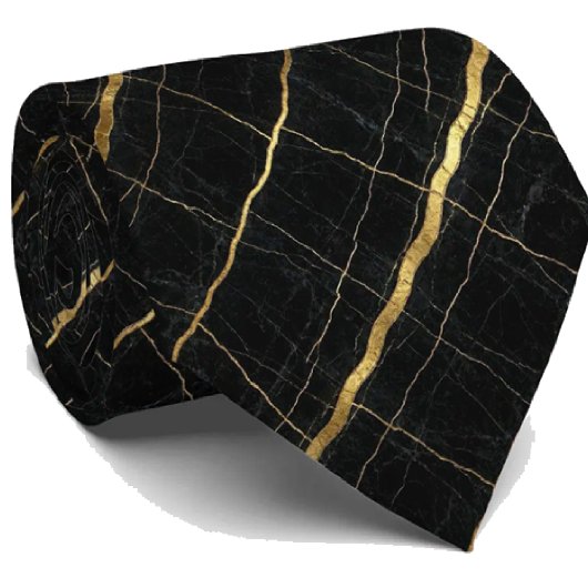 Luxus-Executive-Krawatte | Schwarz & Gold Marmor Krawatte