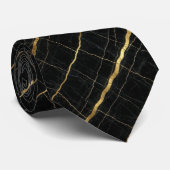 Luxus-Executive-Krawatte | Schwarz & Gold Marmor Krawatte (Gerollt)