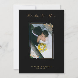 Luxus-Fake Golden Branches Extravagante Kalligraph Dankeskarte