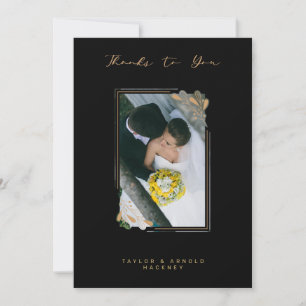 Luxus-Fake Golden Branches Extravagante Kalligraph Dankeskarte