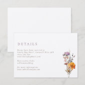 Luxus Fall Orange & Lila Wildblumen Hochzeit Begleitkarte (Vorne/Hinten)