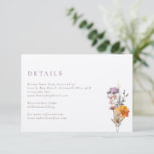 Luxus Fall Orange & Lila Wildblumen Hochzeit Begleitkarte (Stehend Vorderseite)