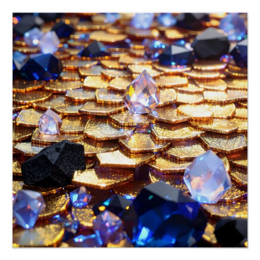 Luxus Fantasy Gemstone Abstrakt Poster (Vorderseite)