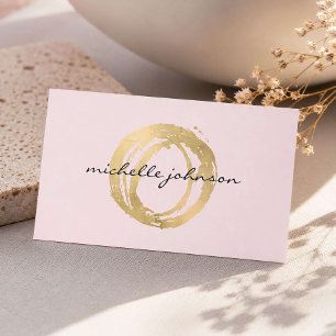 Luxus-Faux-Gold-gemaltes Kreis-Logo Rosa Designer Visitenkarte