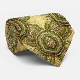 Luxus-Faux-Seide Oliven- und Gold-Geoden-Schlips Krawatte