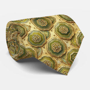 Luxus-Faux-Seide   Oliven- und Gold-Geoden-Schlips Krawatte