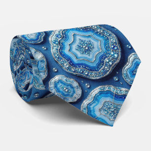 Luxus-Faux-Seide   Ozeanblaue Geode-Krawatte Krawatte