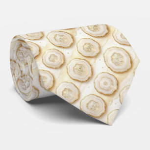 Luxus-Faux-Seide   Weiß + Gold-Geoden-Schlips Krawatte