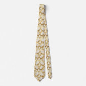 Luxus-Faux-Seide | Weiß + Gold-Geoden-Schlips Krawatte (Vorderseite)