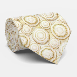Luxus-Faux-Seide Weiß + Gold-Geoden-Schlips Krawatte